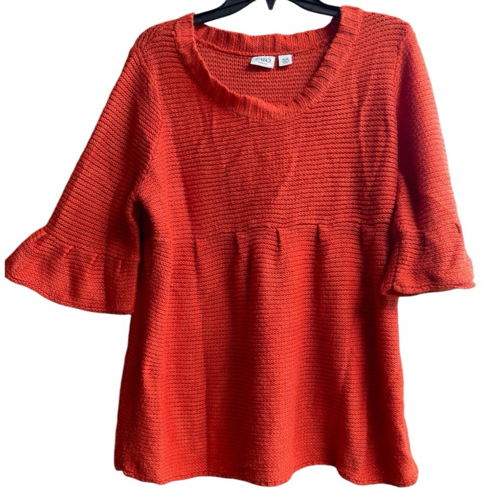 Cato Woman Burnt Orange Bell Sleeve Sweater Top Size 14/16W